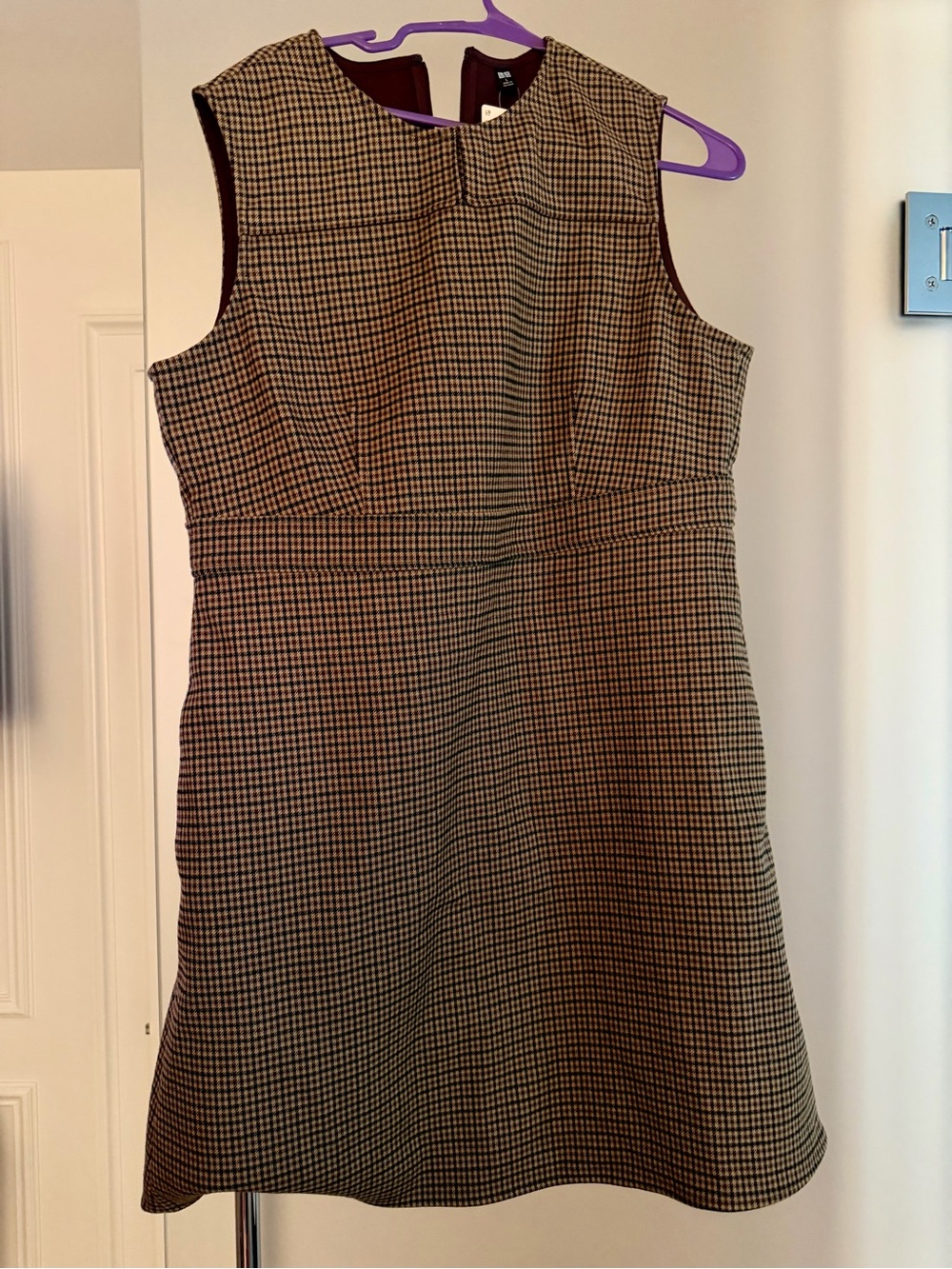 Uniqlo Double Face Mini Dress in Brown and Purple